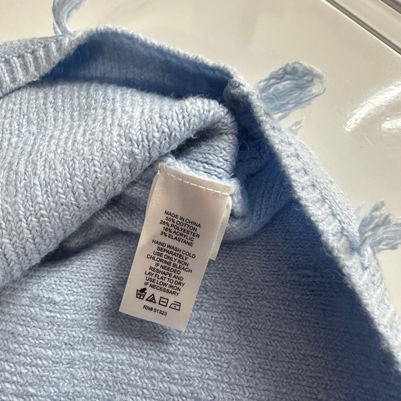 NEW 1. State Fringe Trim Detail Pullover Sweater Long Sleeve Cashmere Blue XS - Picture 12 of 12